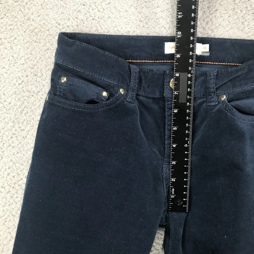 Tory Burch Pants Womens 26 Navy Blue Bootcut Corduroy Low Rise 33 Inseam Pockets